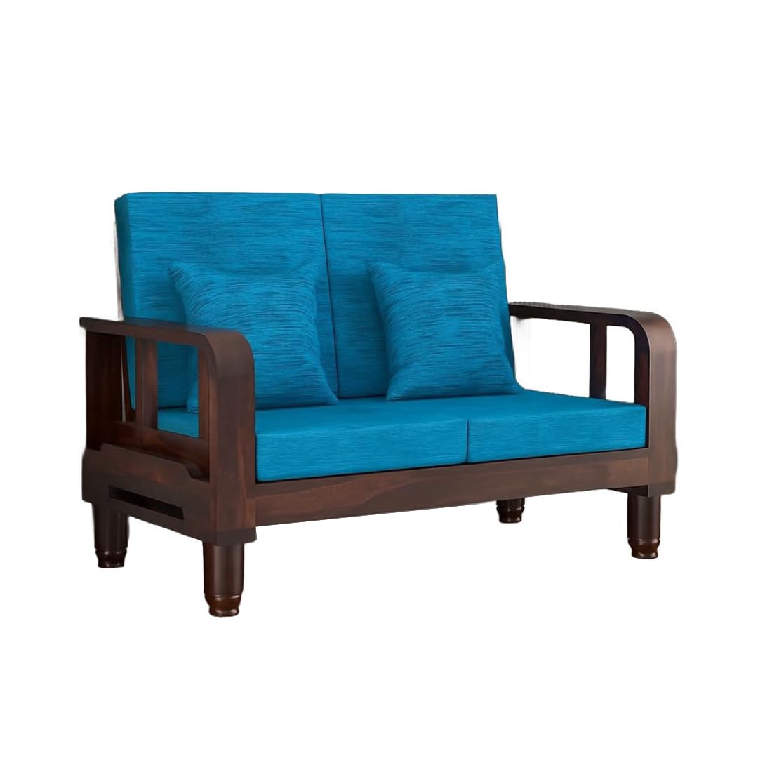 Solid Wood 2 Seater Wooden Sofa Set for Living Room Furniture Fabric 2 Seater Sofa