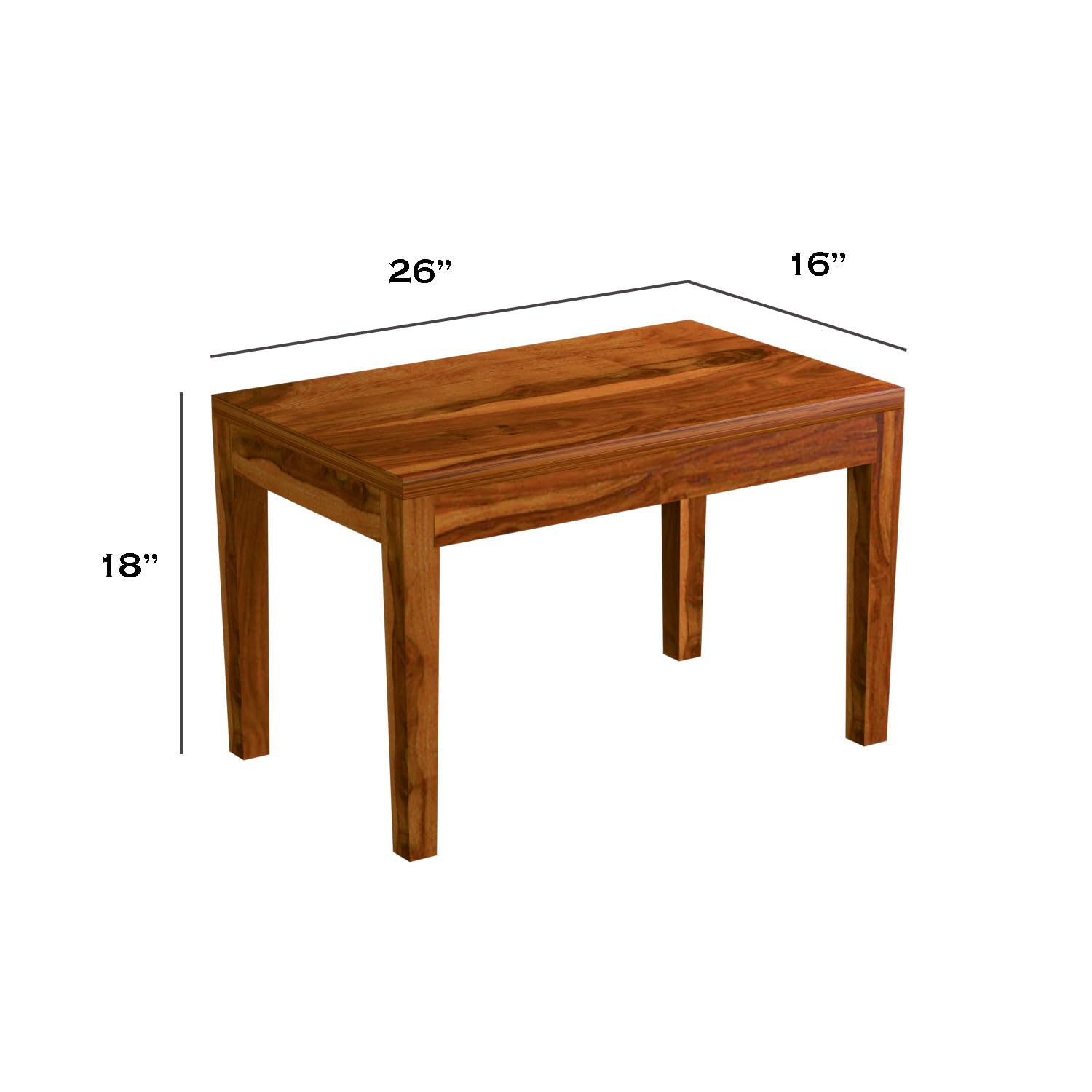 Sheesham Wood Dining Table(34x34) with 3 Chairs & 1 Bench | 4 Seater Dining Set | Wooden Dining Table with Chair - Dining Room Furniture