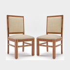 Modern Home Furniture | Solid Wood Set of 2 Dining | Study Chair | Home & Office Furniture | Honey Finish with Flower Printed Cushions | Pre Assembled (Ready to Use)