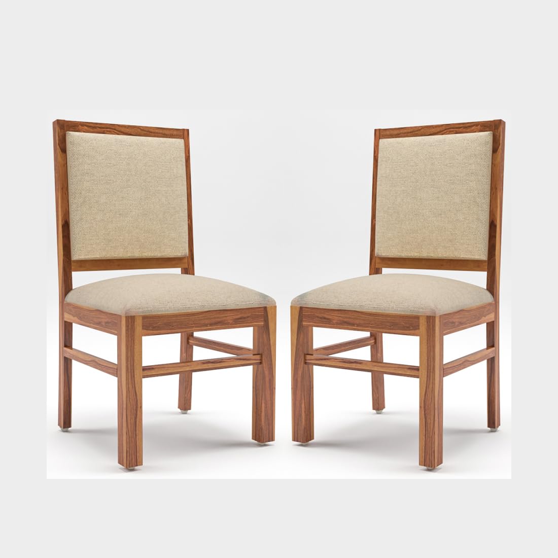 Modern Home Furniture | Solid Wood Set of 2 Dining | Study Chair | Home & Office Furniture | Honey Finish with Flower Printed Cushions | Pre Assembled (Ready to Use)