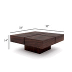 KendalWood Furniture Sheesham Wood Rectangle Dark Walnut Finish Pre Assemble Coffee Table for Living Room