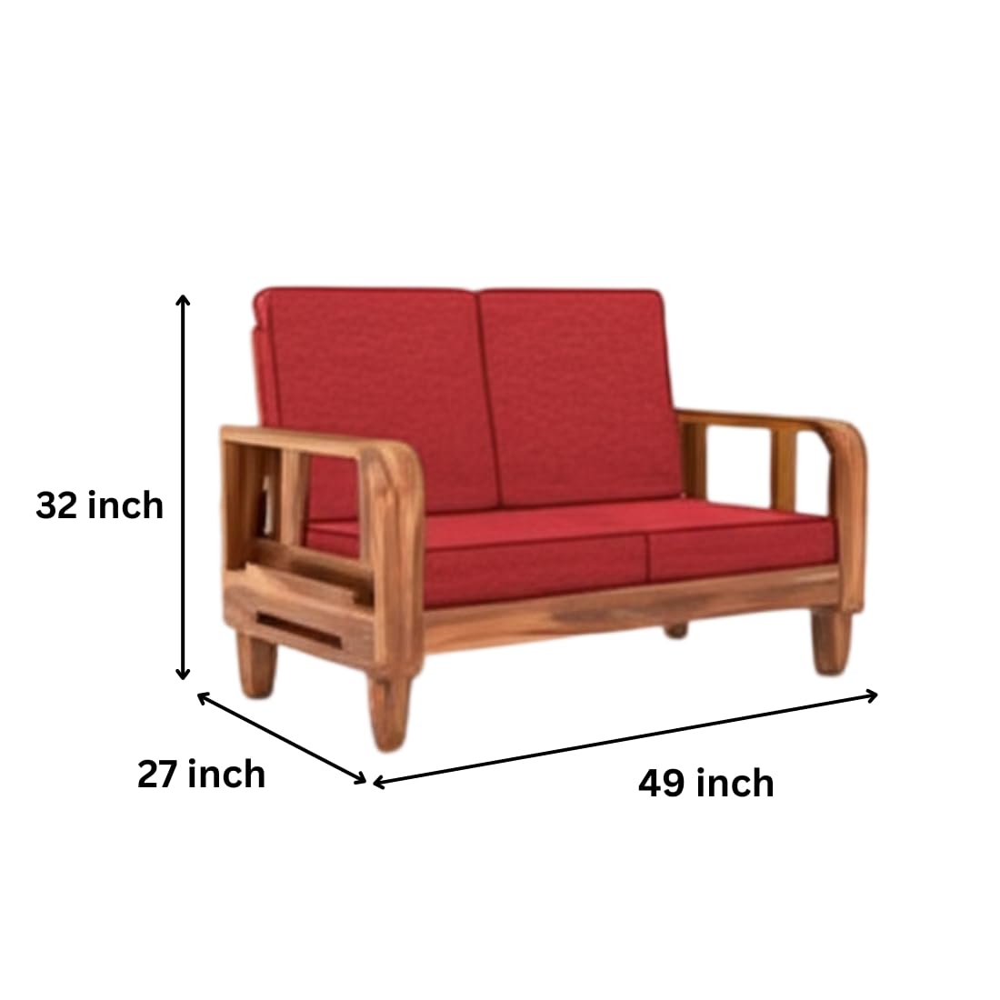 Solid Wood 4 Seater Wooden Sofa Set for Living Room Furniture 4 Seater 2+2 Fabric Sofa Set with Center Table