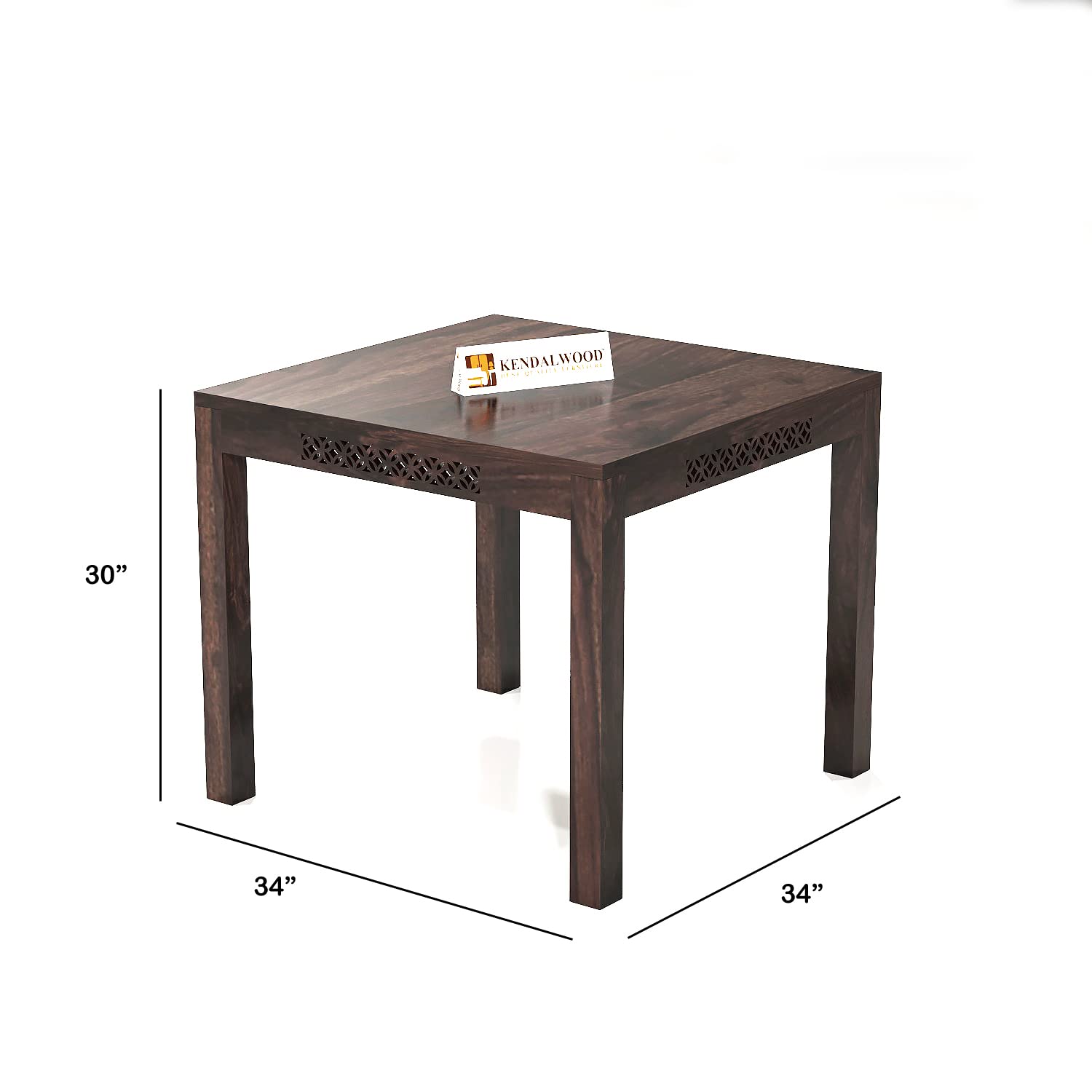 Sheesham Wood Dining Table Square (34x34 inch) with 2 Chair | 2 Seater Dining Set