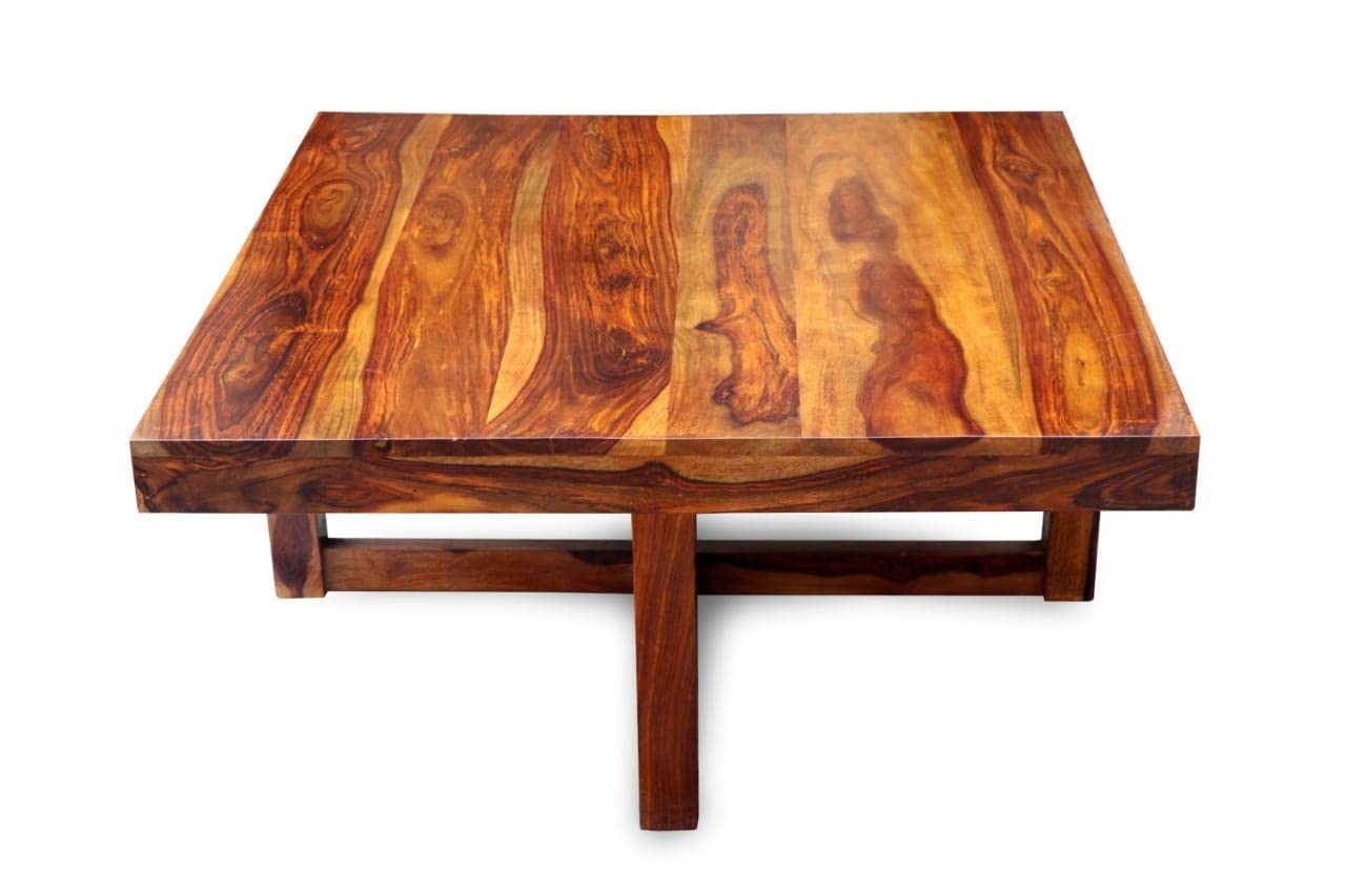 Premium Sheesham Wood Coffee Table for Living Room | Solid Wood Coffee Table, Center Table, Tea Table | Wooden Coffee Table with 4 Stool |Best Furniture for Home | Teak Finish