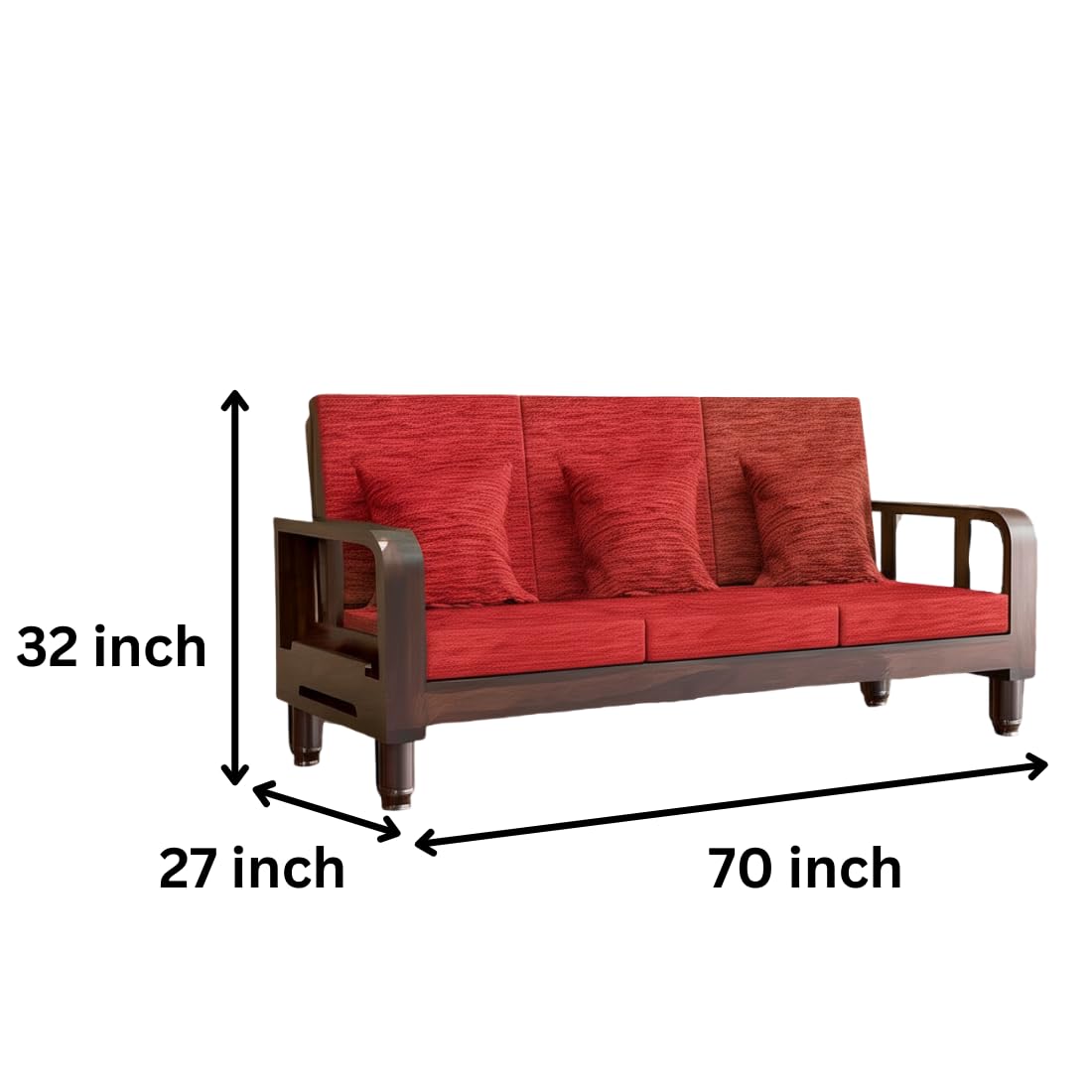 Solid Wood 5 Seater Wooden Sofa Set for Living Room Furniture 5 Seater 3+1+1 Fabric Sofa Set with Center Table