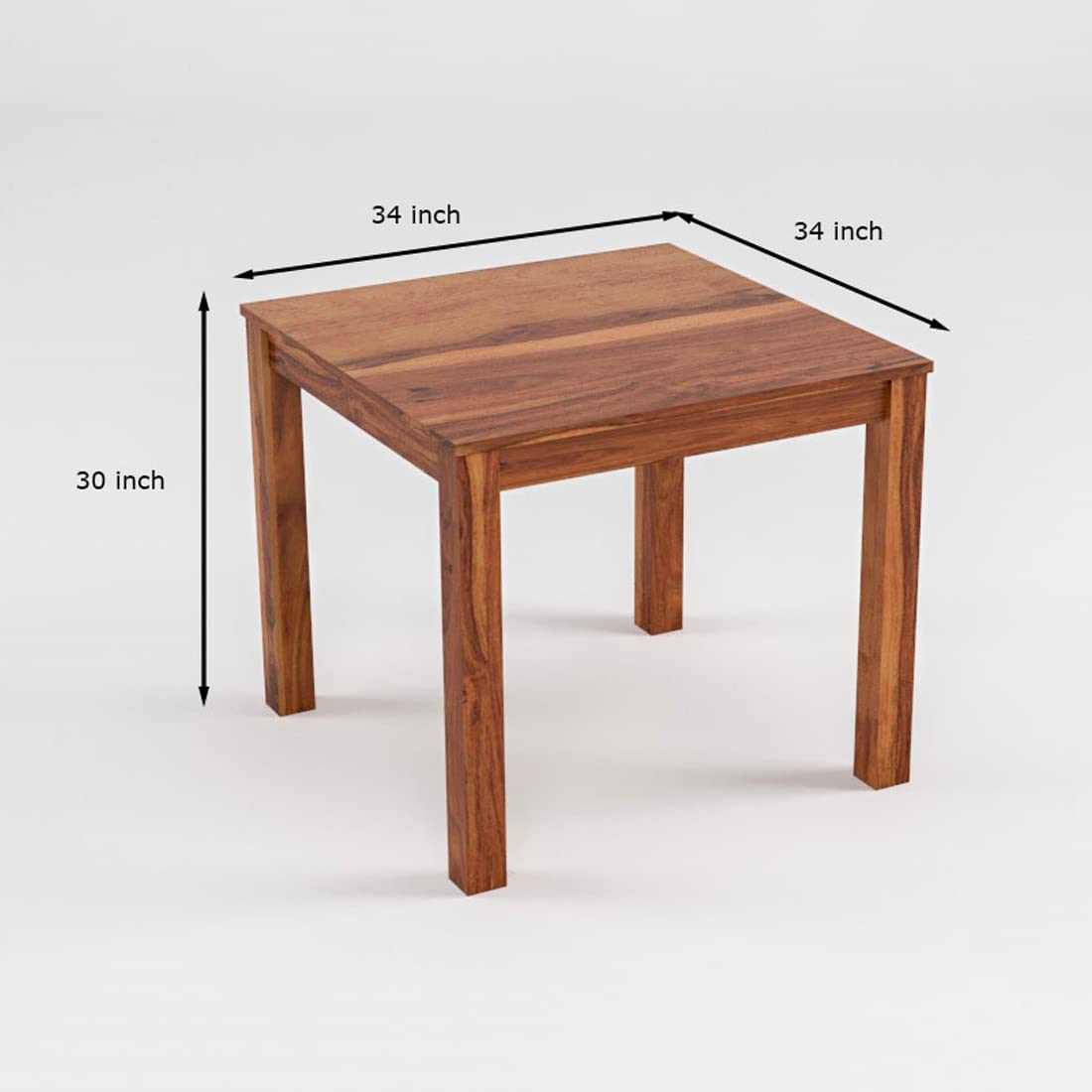 Sheesham Wood Dining Table (34x34 Inch) | Multi-Purpose uses Home and Office Desk | Dining Room Furniture | Wooden 4 Seater Dining Table