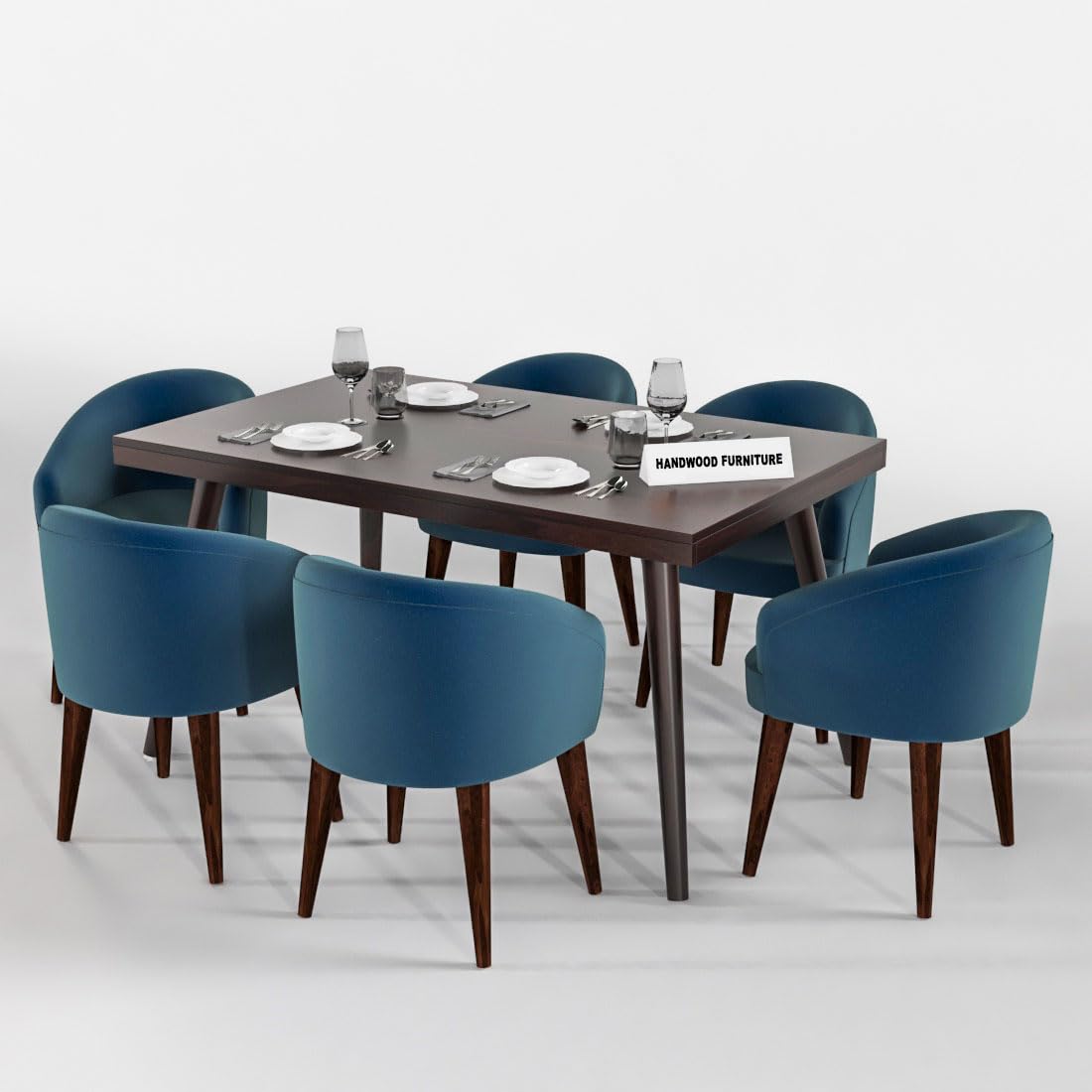 Sheesham Wood Dining Table(57x35) with 6 Chairs | 6 Seater Dining Set | Wooden Dining Table with Chair - Dining Room Furniture