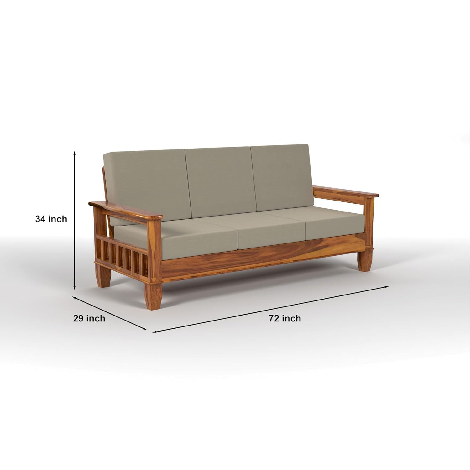 Solid Sheesham Wood Sofa Set , Living Room Furniture (3+1+1 with Center Table) 5 Seater