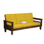 Solid Wood 3 Seater Wooden Sofa Set for Living Room Furniture Fabric 3 Seater Sofa