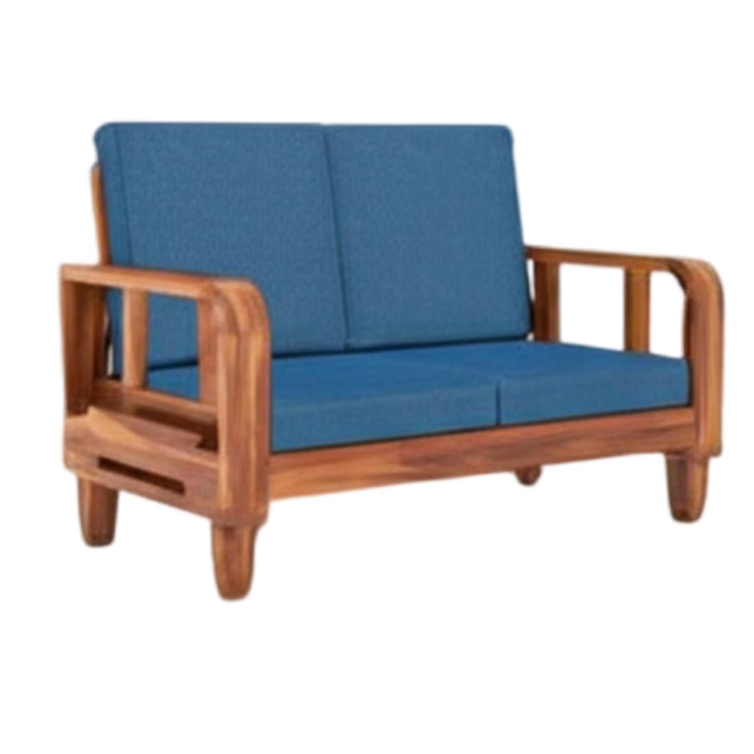 Solid Wood 4 Seater Wooden Sofa Set for Living Room Furniture 4 Seater 2+2 Fabric Sofa Set with Center Table