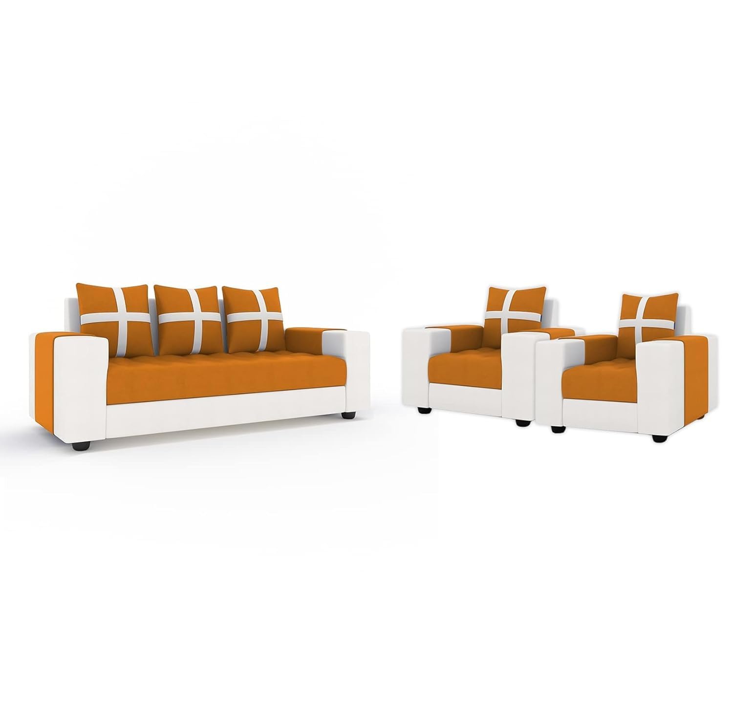 5 Seater Fabric Sofa Set for Living Room Furniture | 3 + 1 + 1 Sofa Set | Wooden Sofa for Home & Office