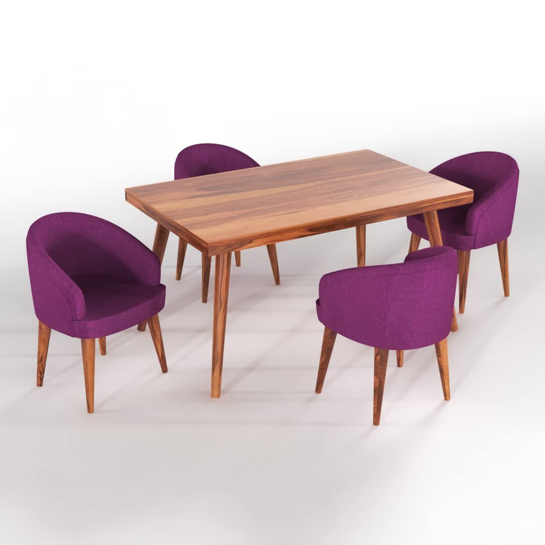 Premium Sheesham Wood Dining Table (57x35) with 4 Chairs | 4 Seater Dining Set | Wooden Dining Table with Chair - Dining Room Furniture