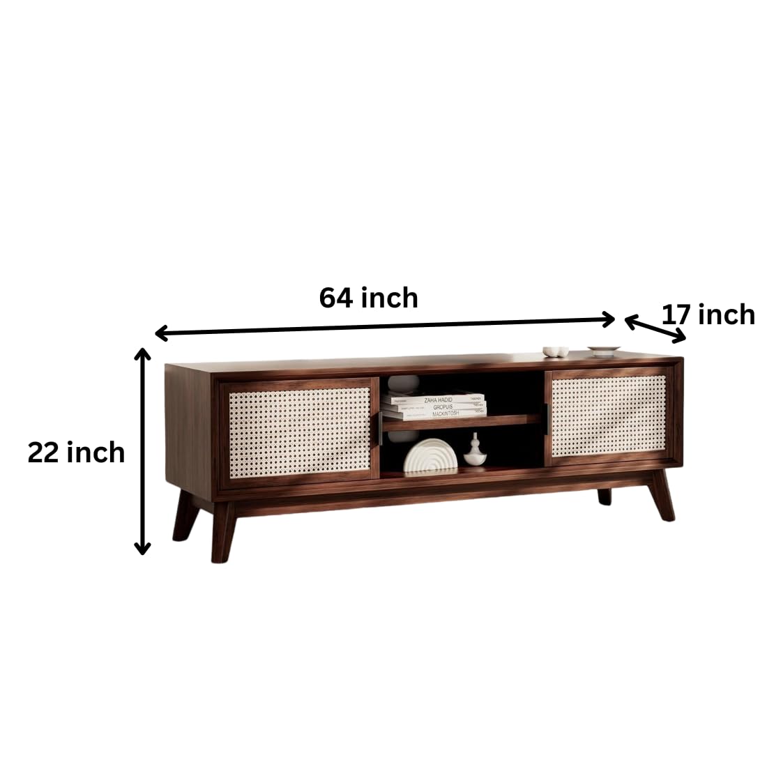 Sheesham Wooden TV Entertainment Unit | TV Unit for Bedroom, Living Room | Cabinet with Storage | Finish Color:- Walnut