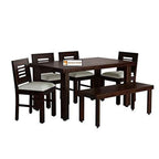Sheesham Wood Dining Table & Chairs and Cushion | Dining Room Furniture | 6 Seater Dining Set