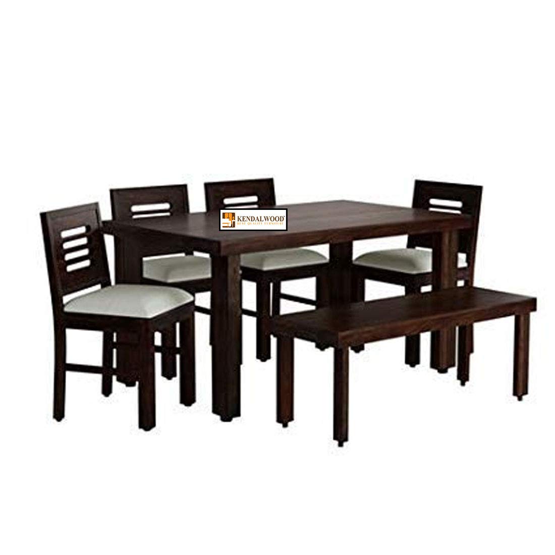 Sheesham Wood Dining Table & Chairs and Cushion | Dining Room Furniture | 6 Seater Dining Set