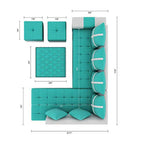 8 Seater Sofa Set, L Shape Sofa (Right Facing) 2 Ottoman, 6 Small Pillow with Coffee Table for Living Room Furniture | Sofa for Home & Office Furniture