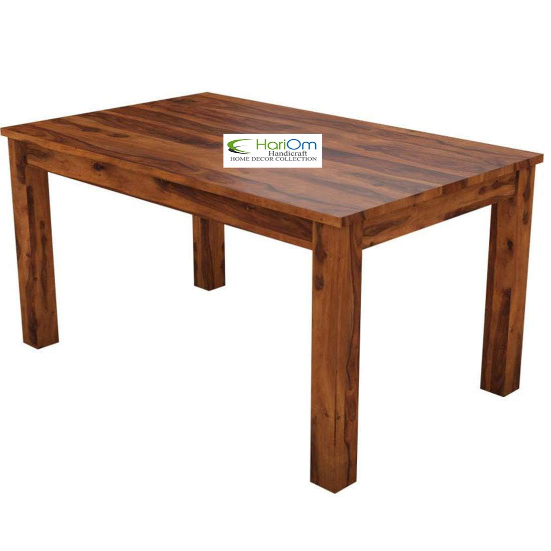 Sheesham Wood Teak Finish Dining Table Set with 6 Chairs and Cushion