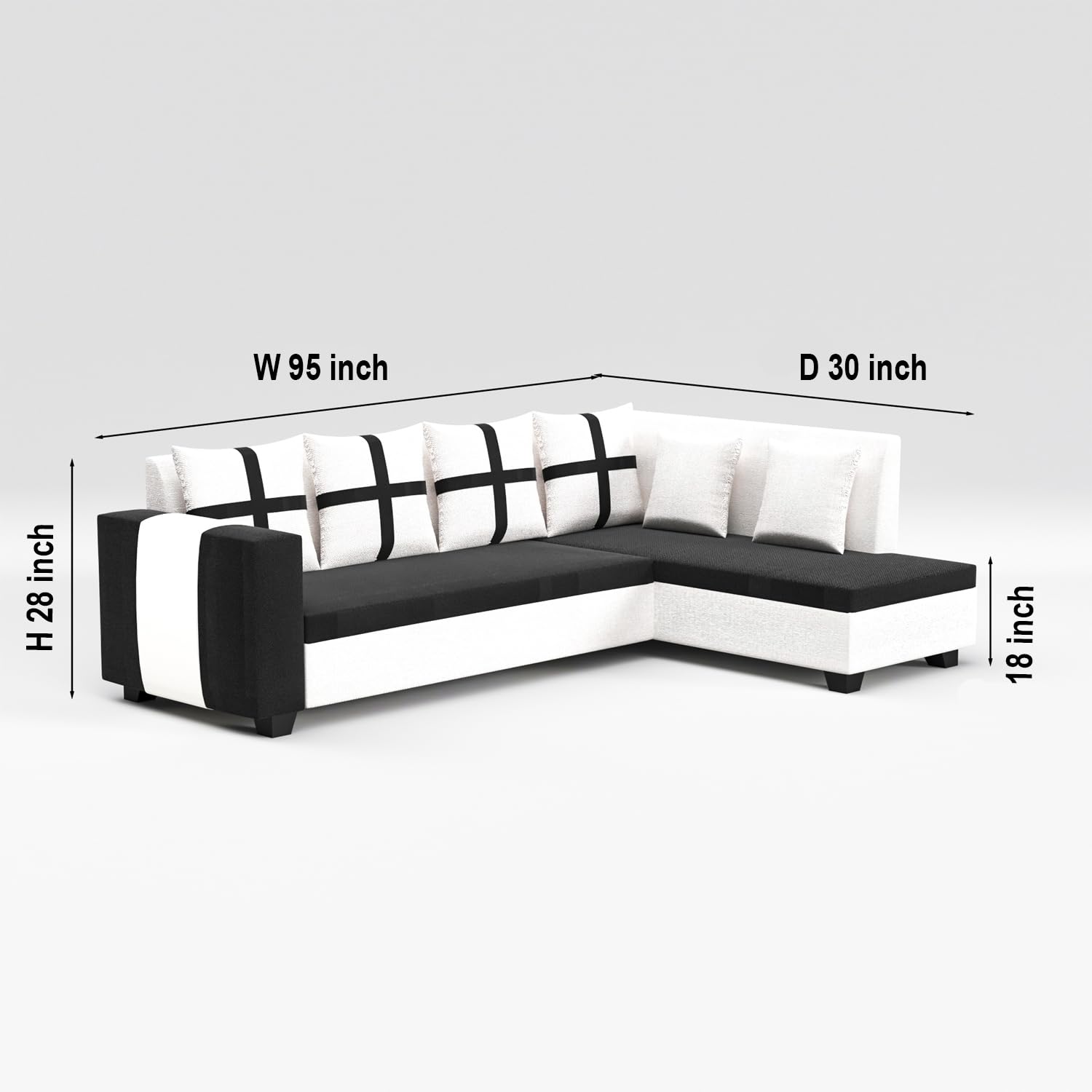8 Seater Sofa Set, L Shape Sofa (Right Facingyp) 2 Ottoman, 6 Small Pillow with Coffee Table for Living Room Furniture