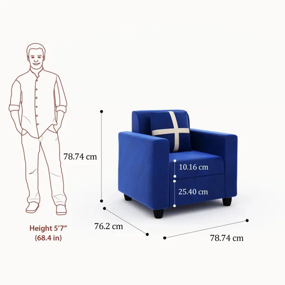 5 Seater Fabric Sofa Set for Living Room Furniture | 3 + 1 + 1 Sofa Set | Wooden Sofa for Home & Office