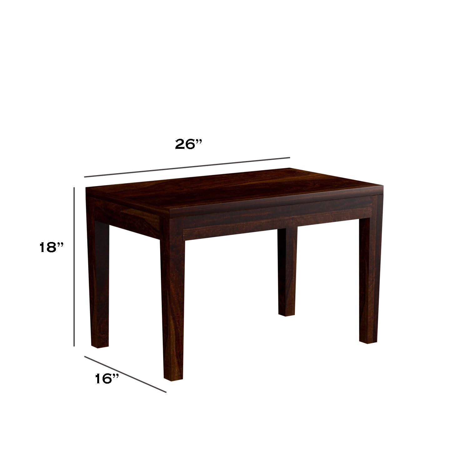 Sheesham Wood Dining Table(34x34) with 3 Chairs & 1 Bench | 4 Seater Dining Set | Wooden Dining Table with Chair - Dining Room Furniture