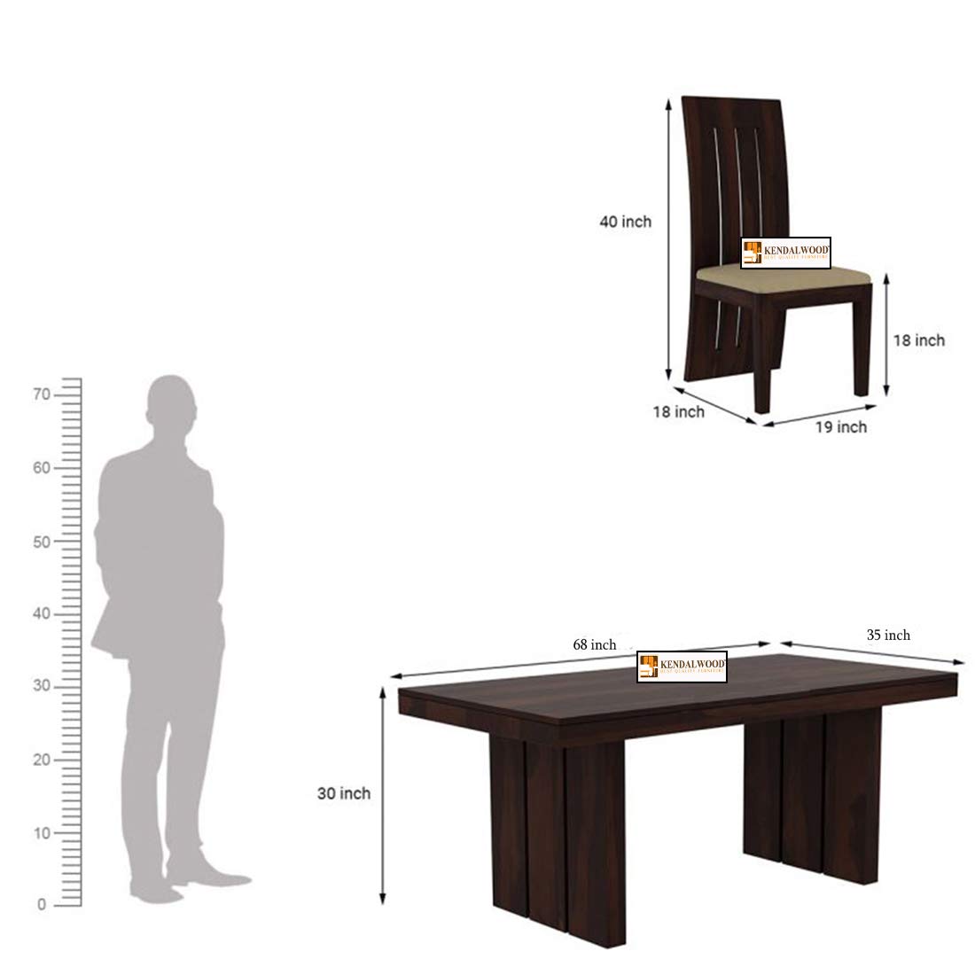 Solid (Sheesham) Wood Dining Table with 6 Chairs | 6 Seater Dining Set