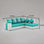 6-Seater L Shape Corner Sofa for Living Room | 6-Seater L Shape Sofa (Right Facing) with 6 Small Pillow | Sofa for Home & Office Furniture