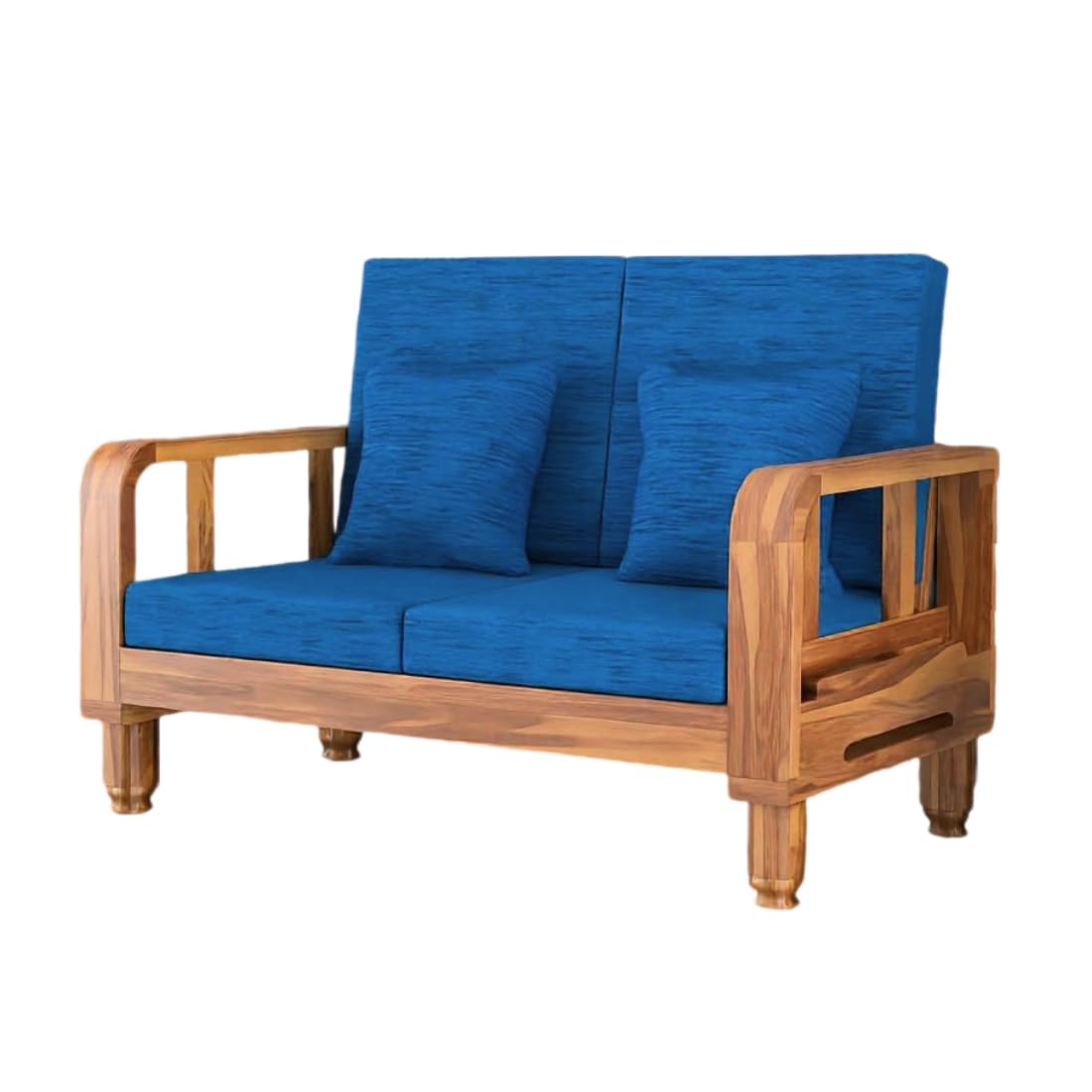 Solid Wood 2 Seater Wooden Sofa Set for Living Room Furniture Fabric 2 Seater Sofa