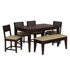 Sheesham Wood CNC Cuting Dining Table with 4 Chairs with 1 Bench|6 Seater Dining Set- Dining Room Furniture