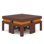 Premium Sheesham Wood Coffee Table for Living Room | Solid Wood Coffee Table, Center Table, Tea Table | Wooden Coffee Table with 4 Stool |Best Furniture for Home