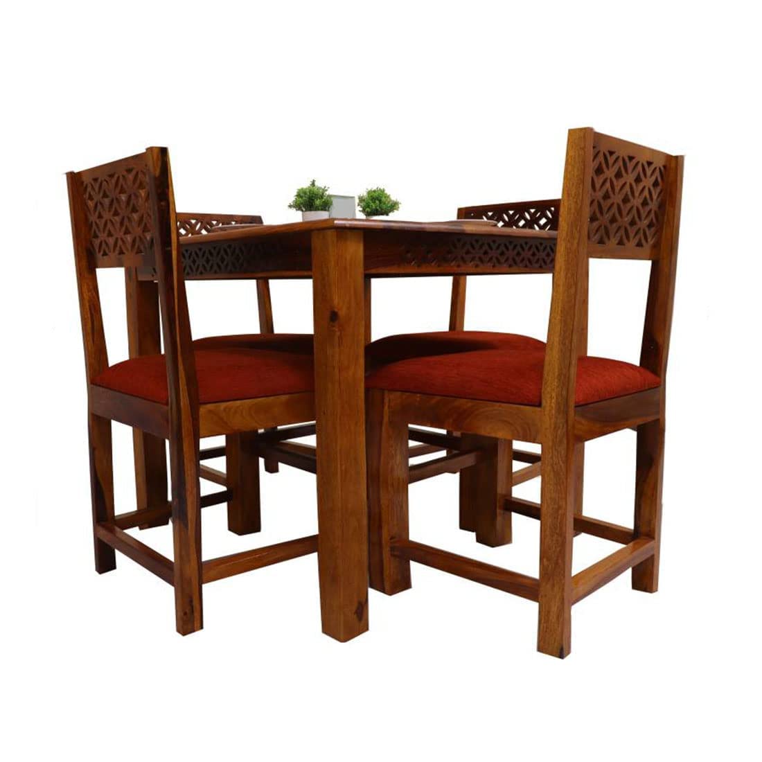 Premium Sheesham Wood Dining Table (34x34) with 4 Chairs |4 Seater Dining Set | Wooden Dining Table with Chair | Dining Room Furniture