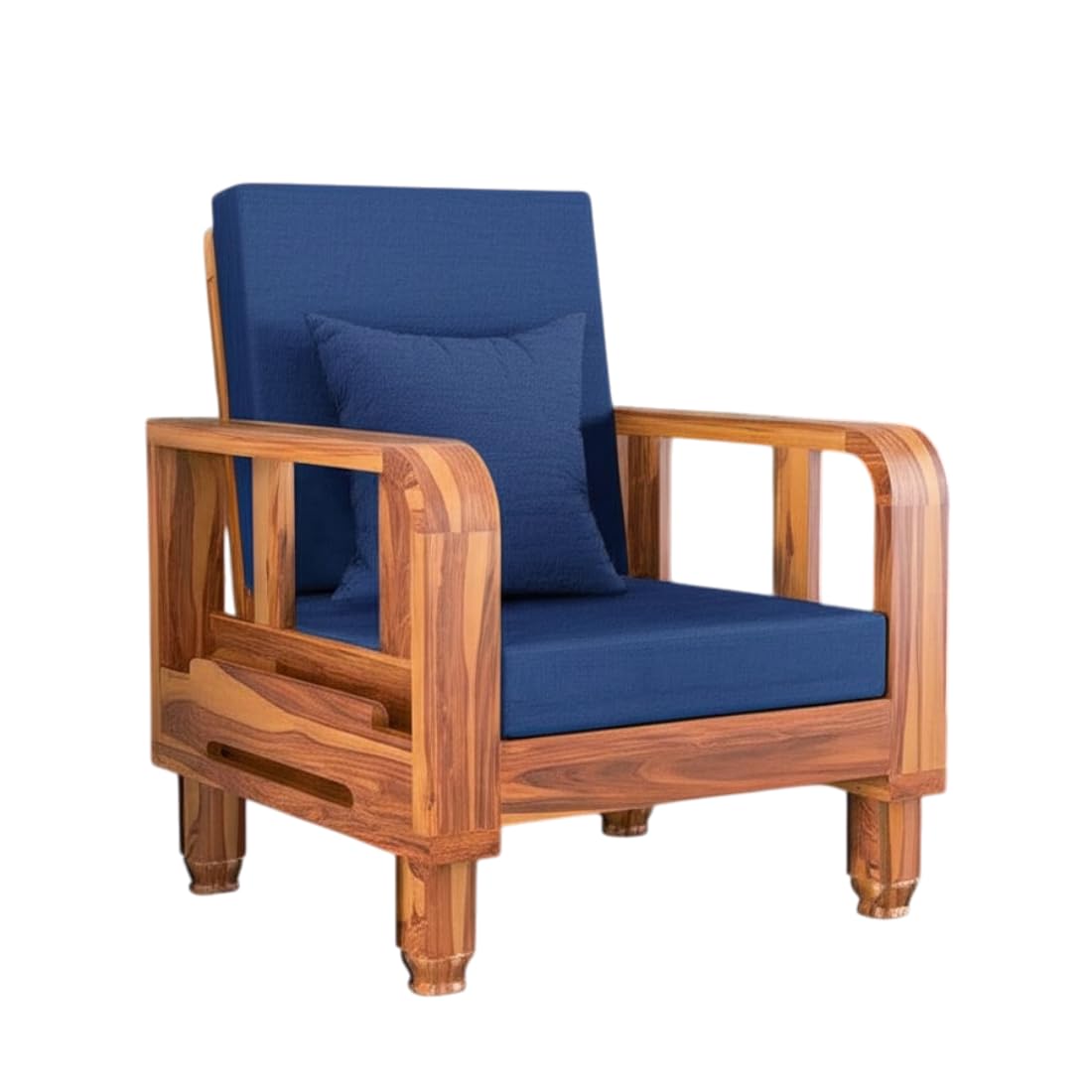 Solid Wood 1 Seater Wooden Sofa Set for Living Room Furniture | Sofa for Home & Office | 1 Seater Sofa