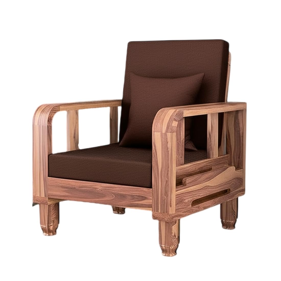 Solid Wood 1 Seater Wooden Sofa Set for Living Room Furniture | Sofa for Home & Office | 1 Seater Sofa