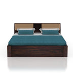 Sheesham Wood Bed with Box Storage | Solid Wood Bed for Bedroom, Living Room | Wooden Bed King Size | Mattress not Included | Walnut Finish