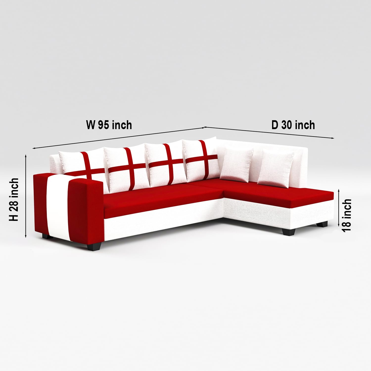 8 Seater Sofa Set, L Shape Sofa (Right Facing) 2 Ottoman, 6 Small Pillow with Coffee Table | Sofa for Home & Office Furniture