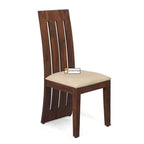 Sheesham Wood Honey Finish Dining Table with 6 Chairs and White Cushion