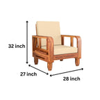 Solid Wood 1 Seater Wooden Sofa Set for Living Room Furniture | Sofa for Home & Office | 1 Seater Sofa