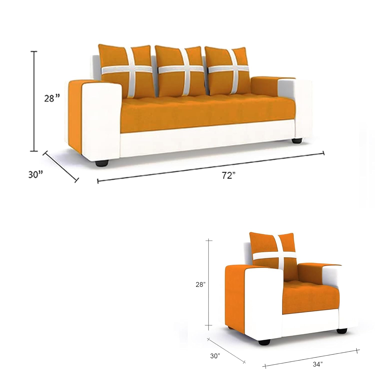 5 Seater Fabric Sofa Set for Living Room Furniture | 3 + 1 + 1 Sofa Set | Wooden Sofa for Home & Office