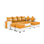 8 Seater Sofa Set, L Shape Sofa (Right Facing) 2 Ottoman, 6 Small Pillow with Coffee Table for Living Room Furniture | Sofa for Home & Office Furniture