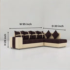 Wood Furniture 6 Seater L Shape Corner Sofa for Living Room | 6-Seater L Shape Sofa (Right Facing) with 6 Small Pillow | Sofa for Home & Office Furniture