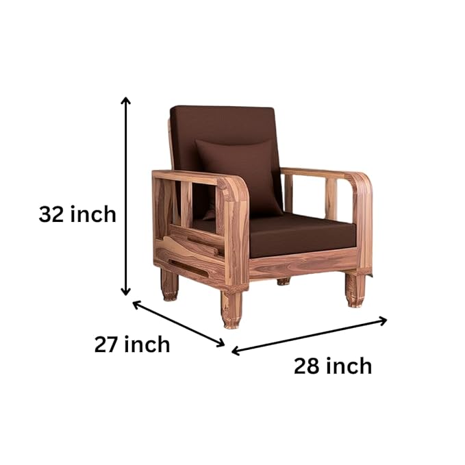Solid Wood 1 Seater Wooden Sofa Set for Living Room Furniture Fabric 1 Seater Sofa