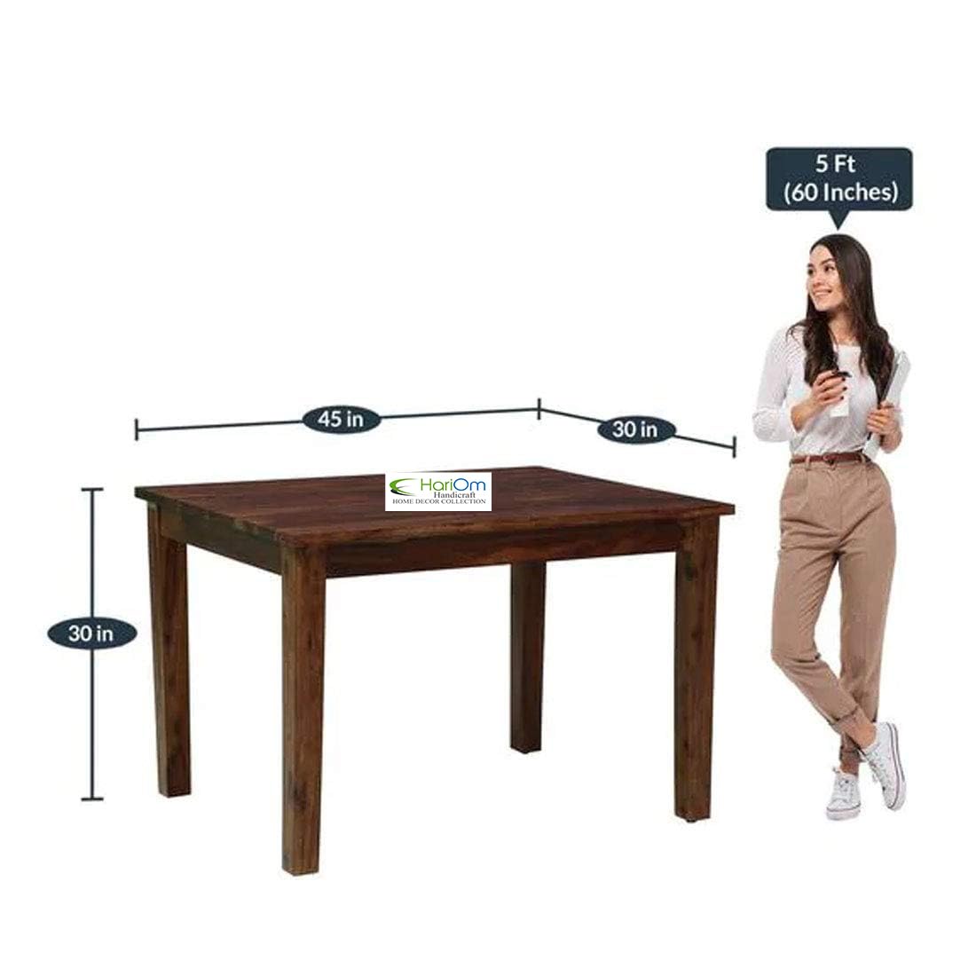 Sheesham Wood 4 Seater Dining Table Set with 4 Chairs and Cushion