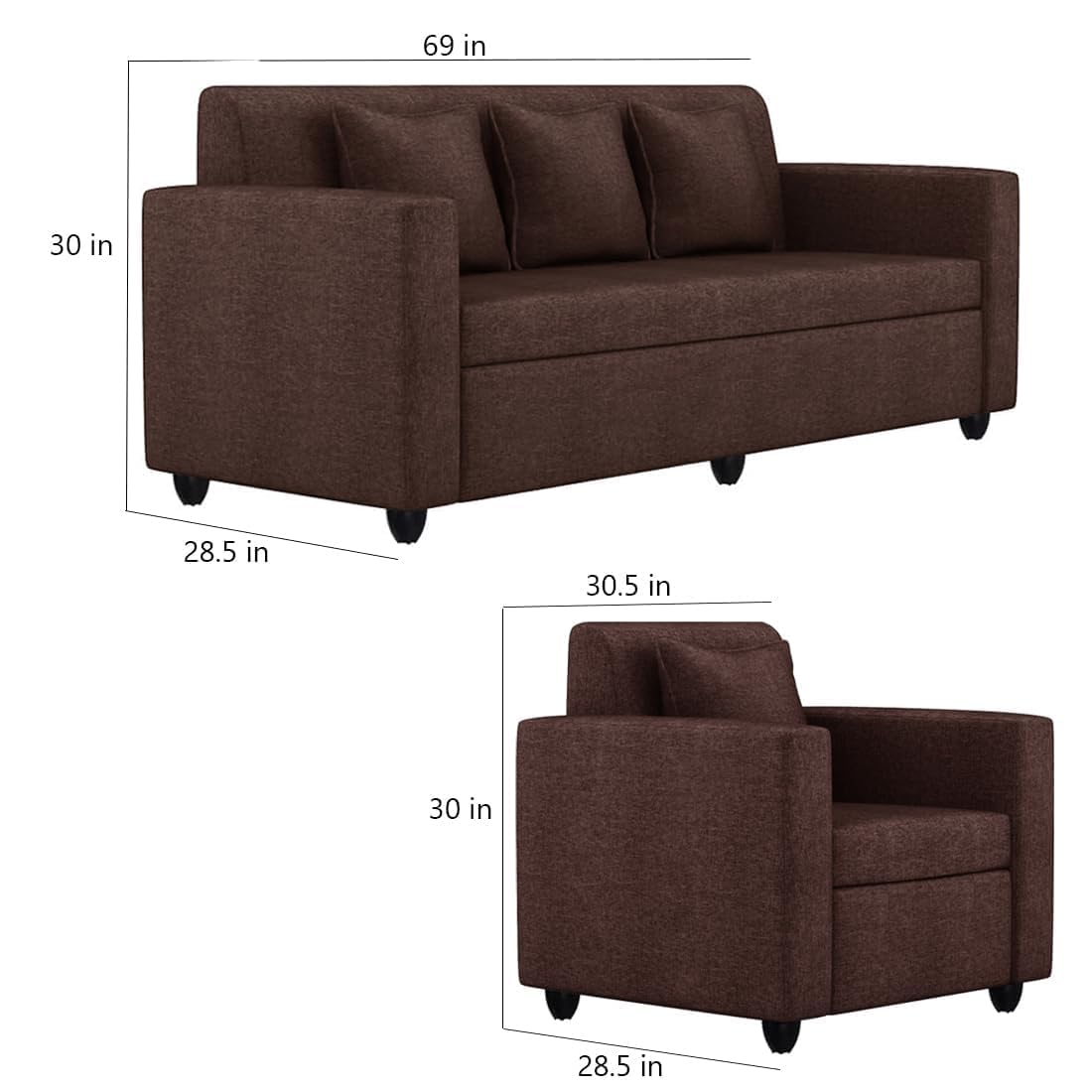5 Seater Fabric Sofa Set for Living Room Furniture | 3+1+1 Sofa Set for Home & Office