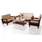 KendalWood Furniture Natural Brown Finish Solid Sheesham Wood 3+2+1 6 Seater Sofa Set