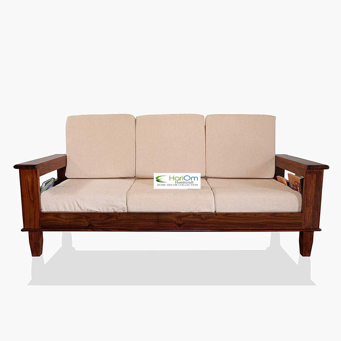 KendalWood Furniture Natural Brown Finish Solid Sheesham Wood 3+2+1 6 Seater Sofa Set