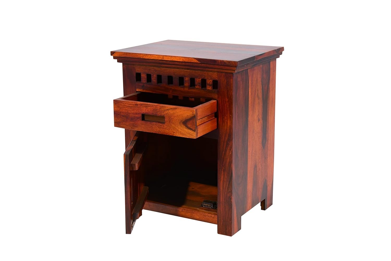 Sheesham Wooden Side Table for Living Room, Bedroom | Wooden Side Table | Bedside Table for Bedroom with Drawers
