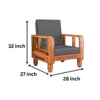 Solid Wood 1 Seater Wooden Sofa Set for Living Room Furniture | Sofa for Home & Office | 1 Seater Sofa