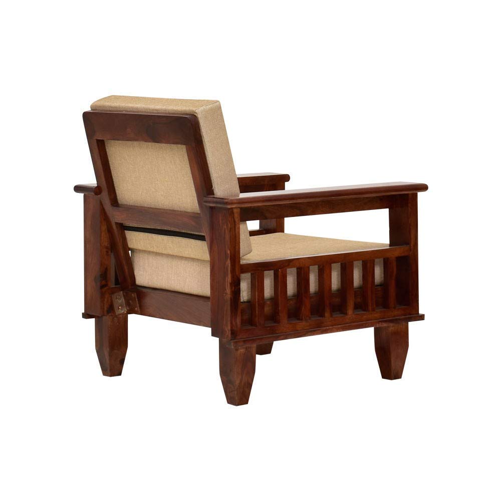 Solid Sheesham Wood 5 Seater Sofa Set | Living Room Wooden Sofa Set 3+1+1With Cushions