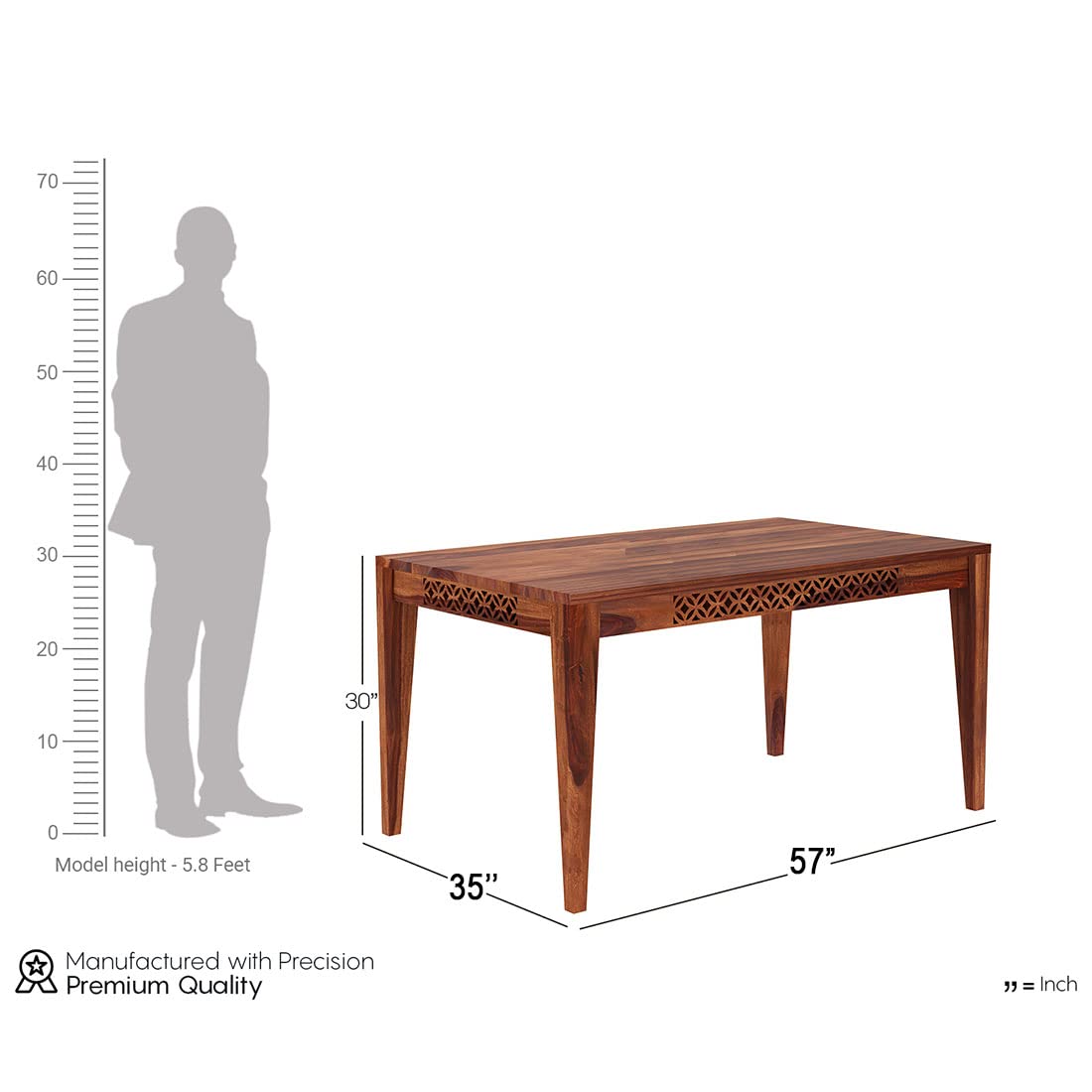 CNC Cutting Solid Wood Solid Wood 6 Seater Dining Set | Wooden Dining Table with Chair - Dining Room Furniture