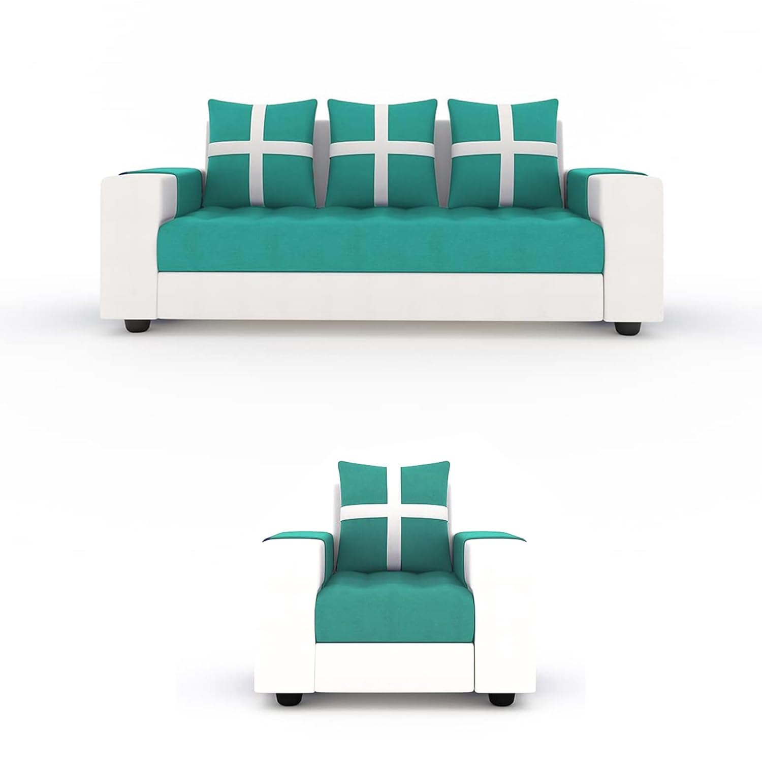 5 Seater Fabric Sofa Set for Living Room Furniture | 3 + 1 + 1 Sofa Set | Wooden Sofa for Home & Office