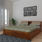 Sheesham Wood Bed with Box Storage | Solid Wood Bed for Bedroom, Living Room | Wooden Bed King Size | Mattress not Included | Honey Finish